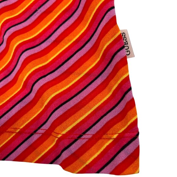 Guess Womens Striped V-Neck Sleeveless Tank Top L Red & Pink - Picture 3 of 6